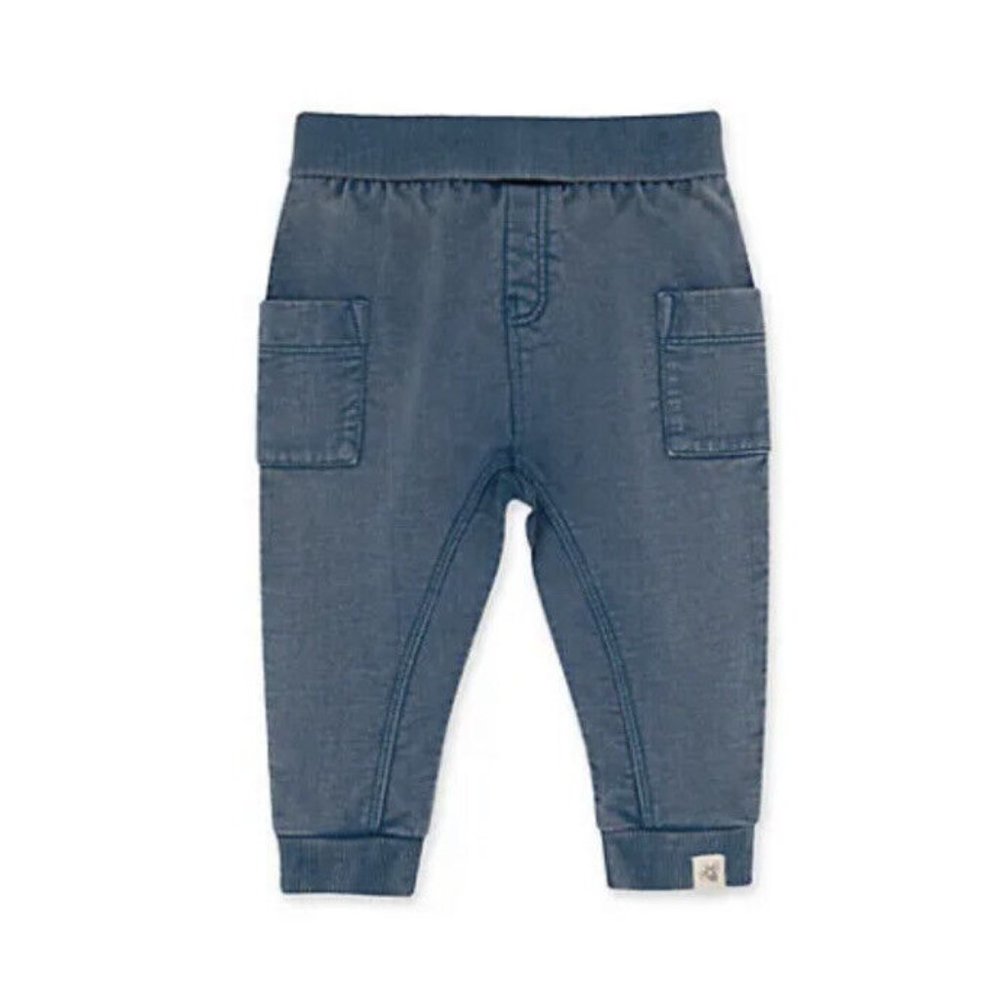 Burt's Bees Baby Boys' Organic Cotton French Terry Acid Wash Pants Blue 12M NWT
